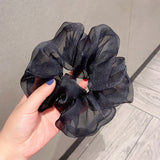 Daiiibabyyy New Net Yarn Hair Scrunchie Solid Color Hair Ties for Women Elastic Hair Ring Girl Ponytail Holder Smooth Hair Accessories