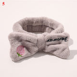 New Women Hair Accessories Fashion Letter Coral Fleece Wash Face Bow Hairbands For Women Girls Elastic Soft Turban Headbands daiiibabyyy