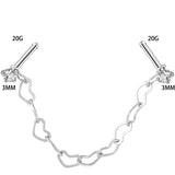 Double L Shape Nose Chain Heart Nose Piercing Chain 20G Straight Ball Nose Chain Zircon Piercing Nariz Pircing Septum Nez daiiibabyyy