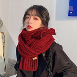 Luxury Winter Woman Scarf Knitted Woolen Red Scarves Cute Warm Couple Shawl Wraps Designed By Fashion Trend Designers Acrylic daiiibabyyy