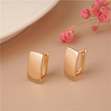Creative Personality Gold Color Women's Earrings Metal Geometry Shiny Rectangular Glossy Earrings for Women Engagement Jewelry daiiibabyyy