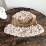 Rabbit Fur Soft Waxy Yarn Hat Winter Hats for Women French Designer Stitching New Warm Knitted Fisherman Hat Thick Winter daiiibabyyy