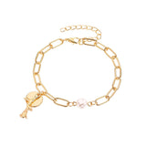 2022 Korean Fashion Gold Bracelets for Women Boho Jewelry Geometric Portrait Pin Simple Thick Chain Hand Chain Charm Bracelet daiiibabyyy
