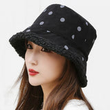 Fisherman Cap Women's Winter Hat 2022 New Women Warm Bucket Hats Lady Dots Star Print Outdoor Panama Hat for Women зима daiiibabyyy