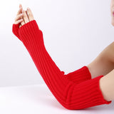 New Long Fingerless Gloves Womens Winter Warmer Knitted Arm Sleeve Fine Casual Soft Girl Goth Clothes Women Punk Gothic Gloves daiiibabyyy