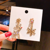 New Stylish Crystal Christmas Elk Stud Earrings For Women Fashion Zircon Deer Earring Girl New Year Party Jewelry Christmas Gift daiiibabyyy