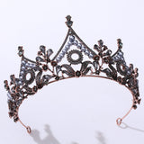Daiiibabyyy Baroque Bronze Geometric Purple Black Crystal Pearl Bridal Tiara Crown Rhinestone Diadem Wedding Hair Accessories Tiara De Noiva