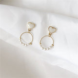 Korean vogue is contracted heart-shaped pearl ear nail, the earring of geometrical irregular temperament woman daiiibabyyy