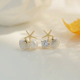 2022 Trend New Beach Shell Starfish Pearl Drop Dangle Earrings for Women Micro Pave Zircon Beach Party Piercing Earring Gift daiiibabyyy