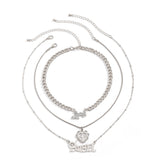 2022 New Fashion European American Jewelry Temperament Wild Letters Butterfly Necklace Retro Simple Heart-shaped Cross Necklace daiiibabyyy