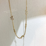 MENGJIQIAO Korean Delicate Shiny Zircon Butterfly  Choker For Women Sweet Angel Letters Crystal Pendant Necklace Jewelry daiiibabyyy