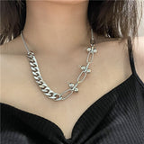 New Fashion Metal Ball Chain Splicing Clavicle Chain Female Personality Temperament All-match Sweater Chain For Women Girls daiiibabyyy