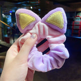 Fashion Double Color Large Intestine Ring Plush Rabbit Ears Large Intestine Hair Ring Elastic  Cartoon Animal Hair Rope daiiibabyyy