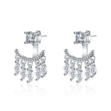 Daiiibabyyy New Women's Luxury 925 Silver Needle Jewelry High Quality Tassels Crystal Zircon Simple Retro Fan-shaped Wedding Earrings