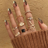 17KM Vintage Waves Cross Chain Rings Set For Women Punk Poker Infinity Flower Heart Finger Rings 2021 Trend Jewelry Party daiiibabyyy
