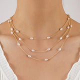 Daiiibabyyy Fashion Fresh Simple Multi-layered Artificial Pearl Chain Necklace For Women Female Vintage Girl Cute Temperament Wild Jewelry