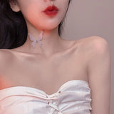 2022 Fashion Fine Black White Big Butterfly Collares Choker Simple Transparent Fishing Line Necklaces For Women Popular Jewelry daiiibabyyy