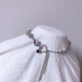New Fashion Design Purple Crystal Hollow Heart Chokers Tassel Chain Pendant Necklaces For Women Trendy Jewelry Collares Chokers daiiibabyyy