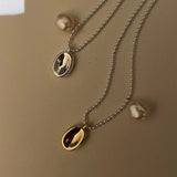 Fashion Pearl Metal Oval Charm Pendants Necklaces For Women Simple Clavicle Chain Bead Chain Choker Trendy Neck Jewelry Gifts daiiibabyyy