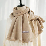 Women Scarf Pashmina Winter Soft Lady Female Shawls Wraps Solid Color Female Knitted Wool Long Scarf Thicken Keep Warm daiiibabyyy
