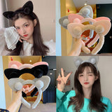 Cute Cat Ear Headband for Girl Plush Face Wash Headband Girly Heart Style Solid Color Headband Fashion Korean Hair Accessories daiiibabyyy