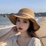 Fashion Women Lace Flowers Church Hat With Floral Summer Wide Brim Cap Elegant Sun Hats Beach Sun Protection Caps daiiibabyyy