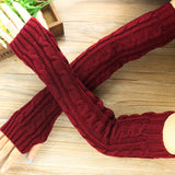 New 1 Pair Knit Gloves Autumn Winter Fashion Women Arm Wrist Sleeve Hand Warmer Girls Long Half Black Mittens Fingerless Gloves daiiibabyyy