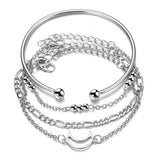New Trendy Statement Metal Bracelet for Women Punk Retro Chain Geometric Multi-layer Wild Girl Party Gifts Banquet Accessories daiiibabyyy