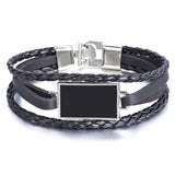 Vintage Black Leather Bracelets For Men Fashion Hollow Triangle Leather Bracelet & Bangles Multilayer Wide Wrap Jewelry 2022 daiiibabyyy