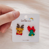 New Creative Asymmetric Christmas Elk Earrings Cute Santa Claus Snowman Tree Xmas Deer Bell Earrings Party Jewelry Gifts 2022 daiiibabyyy