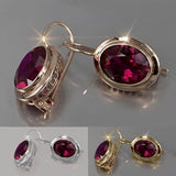 Exquisite Women Fashion Silver and Gold Color Inlaid Red Stone Crystal Drop Earrings for Women Bridal Engagement Wedding Jewelry daiiibabyyy