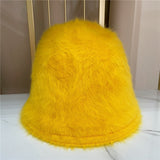 Winter Women's Solid Color Casual Face Small Bucket Hat Autumn and Winter Plush Warm Rabbit Fur Fisherman Fashionable Bonnet daiiibabyyy