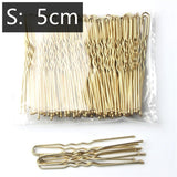 Daiiibabyyy 5/6/7 Cm 50 Pcs U Shaped Hairpin Hair Clips Bobby Pins Metal Barrette Women Modeling Tools Bridal Hairstyle Tool