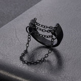 Punk Fashion Black Silver Color Chain Rings Open Adjustable Cool Women Men Ring Jewelry Accessories daiiibabyyy