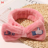 New Women Hair Accessories Fashion Letter Coral Fleece Wash Face Bow Hairbands For Women Girls Elastic Soft Turban Headbands daiiibabyyy