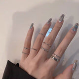 Daiiibabyyy Gold Silver Color Butterfly Open Rings Set For Women Girl Wedding Engagement Party Knuckles Jewelry Trends Punk Chain Rings
