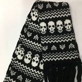 Winter Knitted Cashmere Scarf Black Luxury Women Skull Pattern Wrap Shawl for Women and Men Fashion with Long Fringed Scarf daiiibabyyy