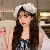 Spring New Oversized Bow Hair Accessories Big Bow Mesh Dots Hair Hoop Oversized Bow Lace  Flower Ribbon Hair Clip Hairpins daiiibabyyy