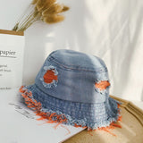 Fashion Bucket Hat for Children Outdoor Sports Hip Hop Cap Washed Denim Summer Cotton Fishing Sun Hat Panama For Boys Girls daiiibabyyy