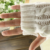 New 1 Pair Knit Gloves Autumn Winter Fashion Women Arm Wrist Sleeve Hand Warmer Girls Long Half Black Mittens Fingerless Gloves daiiibabyyy