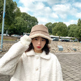 Thick Wool Winter Bucket Hat Panama Women Men Panama For Man Women Fisherman Hat Outdoor Sports Hip Hop Cap Hats Street ware daiiibabyyy
