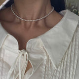 Daiiibabyyy White Pearl Beaded Choker Necklace for Women Elegant Wedding Girl Female Collar Chains Bead Necklace Trendy Jewelry