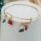 New Trendy Christmas Gift Socks Xmas Tree Snowflake Pendant Charm Double Layer Christmas Bracelet For Women Girl Fashion Jewelry daiiibabyyy