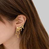 Daiiibabyyy  1PC 2021 New Trendy Golden Clip Earrings Irregular Ear Cuff Gothic Hanging Clip Earrings for Women Minimalist No Piercing