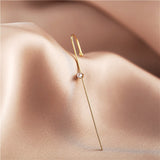 New Ear Needle Wrap Crawler Hook Earrings for Women Surround Auricle Diagonal Stud Copper Inlaid Zircon Piercing Earrings /1 Pc daiiibabyyy