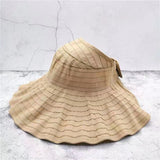 Daiiibabyyy Floded Sun hats for women Visors Hat Fishing Beach Hat  UV Protection Cap Black Causal Women Summer Caps Wide Brim Hat