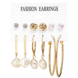 Fashion Gold Hoop Earrings Set Women Pearl Hoop Earrings Oversize Metal Circle Punk Earring 2022 Female Fashion Jewelry Dangler daiiibabyyy