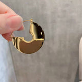 Ins Stainless steel Geometric Metal Round Hoop Earrings Gold Silver Color Minimalist For Women Girls Travel Jewelry HUANZHI 2022 daiiibabyyy