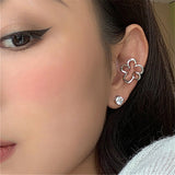 Daiiibabyyy Punk Fairy Clip Earrings For Women Goth Irregular Flower Metal Ear Cuffs Unusual Design No Piercing Earrings Korean Fashion
