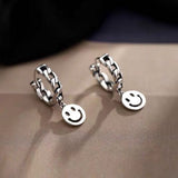 Trendy Silver Color Women Hip Hop Punk Earrings Metal Retro Smiley Face Pattern Drop Dangle Earrings for Women Party Jewelry daiiibabyyy